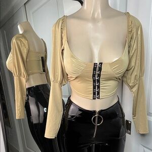 Gold Long Sleeve Crop Top I-X London small